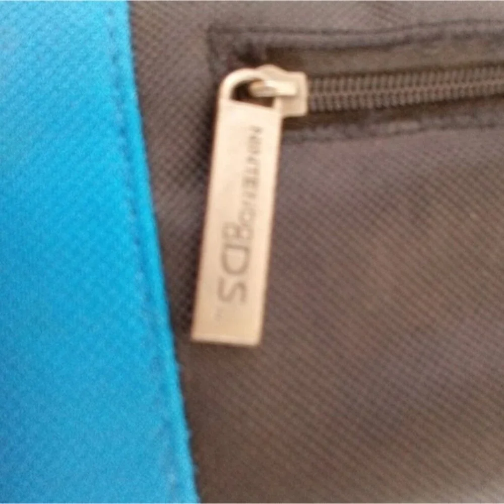 Nintendo DS Travel Case Black/Blue Canvas Flap Zipper Travel Game Bag